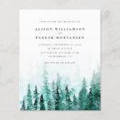 Begroting Waterverf Pine Tree Forest Rustic Weddin (Voorkant)