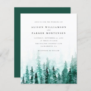 Begroting Waterverf Pine Tree Forest Rustic Weddin