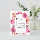 Begroting Waterverf Roze Floral Arch Oh Baby showe (Staand voorkant)