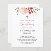 Begroting Waterverf Roze Floral Girl Christening (Voorkant / Achterkant)