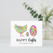 Begroting waterverf van Happy Pasen en kippen (Staand voorkant)