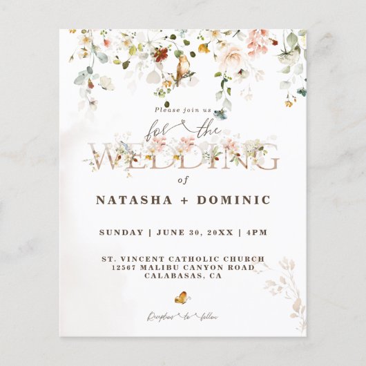 Begroting Waterverf Wildflower Garden Weddenschap (Voorkant)