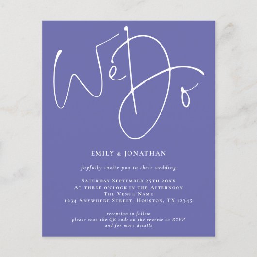 Begroting we doen een blauwe QR-bruiloft uitnodige (Voorkant)