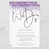 Begroting We doen een QR-code Paars Glitter Weddin (Voorkant / Achterkant)
