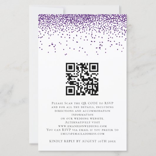 Begroting We doen een QR-code Paars Glitter Weddin (Achterkant)