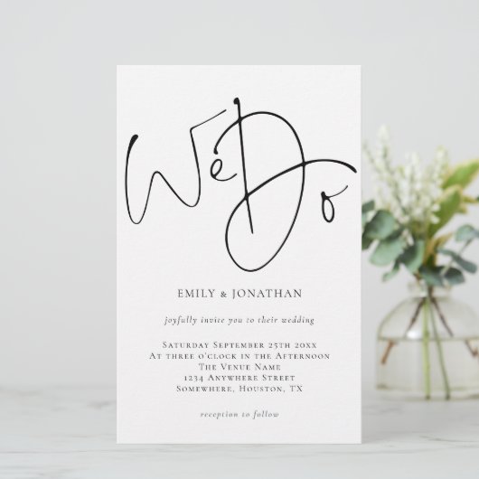 Begroting We doen een simpele bruiloft-uitnodiging (Staand voorkant)