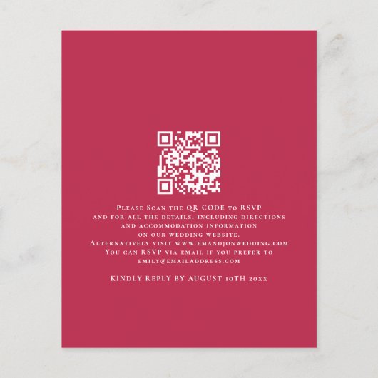 Begroting we doen magenta QR Wedding uitnodigen (Achterkant)