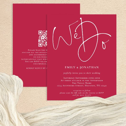 Begroting we doen magenta QR Wedding uitnodigen