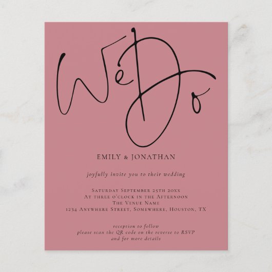 Begroting We doen Roos QR Code Weddenschap uitnodi (Voorkant)