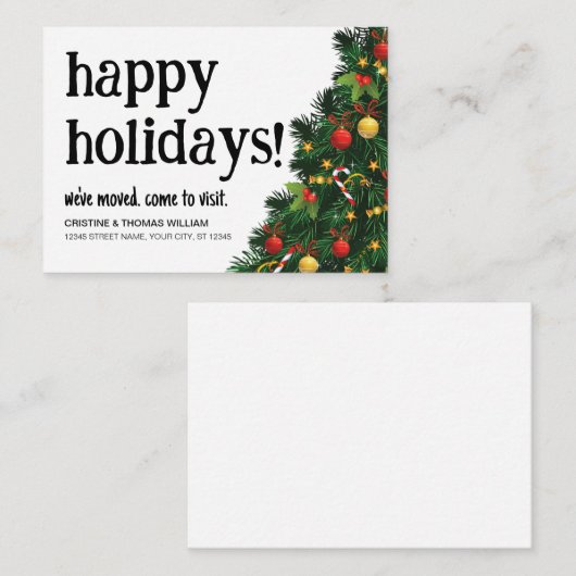 Begroting We hebben de kerstboom verplaatst Pretti Notitiekaartje (Voorkant / Achterkant)