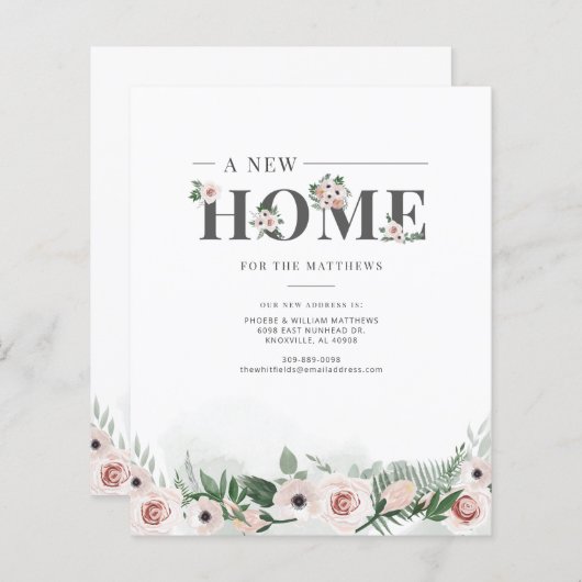 Begroting We hebben Floral Moving Announcement ver (Voorkant / Achterkant)