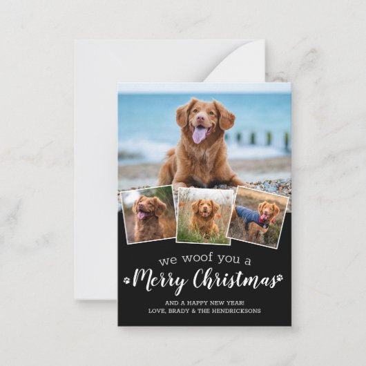 Begroting We wof u met prettige kerstcadeaufoto Notitiekaartje (Voorkant)