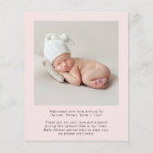 Begroting Welkom Foto's Baby Girl Aankondiging geb (Achterkant)