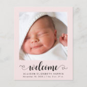 Begroting Welkom Foto's Baby Girl Aankondiging geb (Voorkant)
