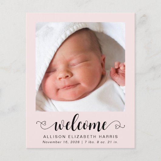 Begroting Welkom Foto's Baby Girl Aankondiging geb (Voorkant)