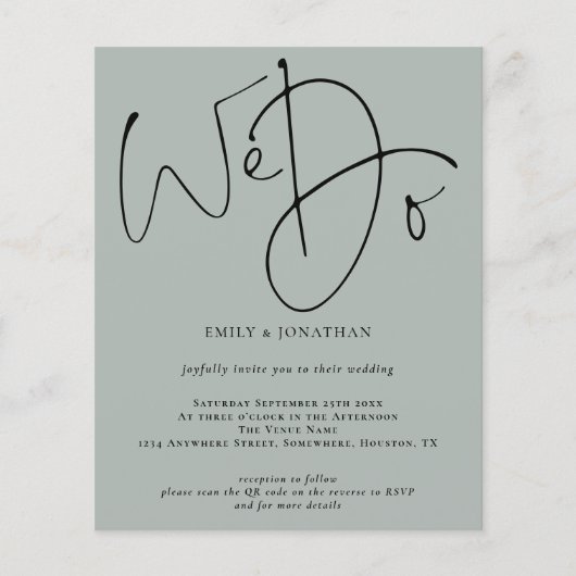 Begroting Wij doen Licht Sage QR Code Bruiloft uit (Voorkant)