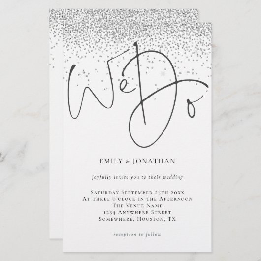 Begroting wij schrijven voor Silver Glitter Wedden (Voorkant / Achterkant)