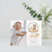 Begroting Wild 1 verjaardag Uitnodigingen met foto (Staand voorkant)