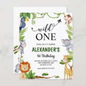 Begroting Wild One Safari Oerwoud Animals Birthday (Voorkant / Achterkant)