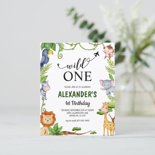 Begroting Wild One Safari Oerwoud Animals Birthday (Staand voorkant)