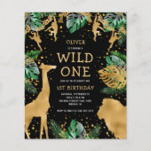 Begroting Wilde 1 1e verjaardag zwarte uitnodiging (Voorkant)