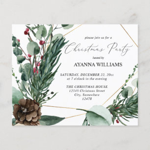 Begroting Winter Berries & Pine Kerstparty Flyer