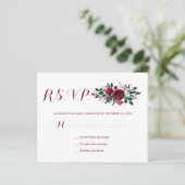 Begroting winter burgundy floral bruiloft rsvp car (Staand voorkant)