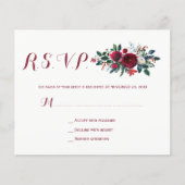 Begroting winter burgundy floral bruiloft rsvp car (Voorkant)