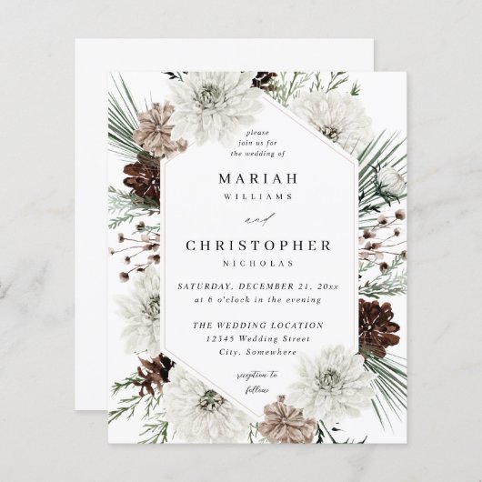 Begroting Winter White Floral & Pine Wedding (Voorkant / Achterkant)