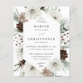 Begroting Winter White Floral & Pine Wedding Flyer (Voorkant)