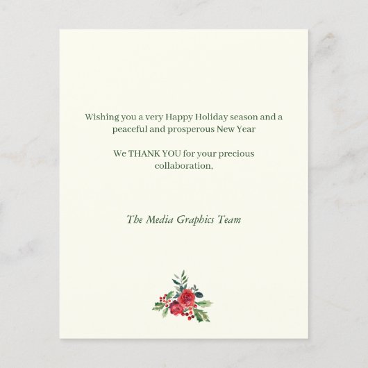 Begroting winterbloemkaartje voor zakelijke kantoo (Achterkant)