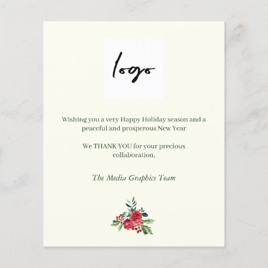 Begroting winterbloemkaartje voor zakelijke logo (Achterkant)