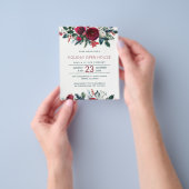 Begroting winterfeest rode bloemen feestdag uitnod flyer (Hand)