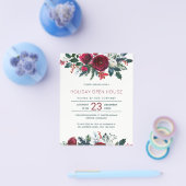 Begroting winterfeest rode bloemen feestdag uitnod flyer (Enkel)