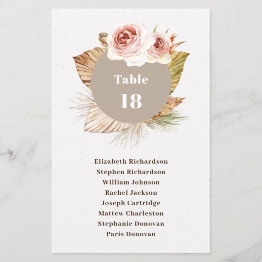 Begroting woestijn floral boho bruiloft-zitplaats (Voorkant)