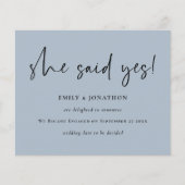 Begroting Ze zei ja blauwe Verloving aankondiging (Voorkant)