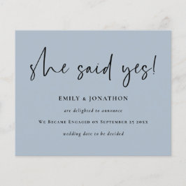 Begroting Ze zei ja blauwe Verloving aankondiging