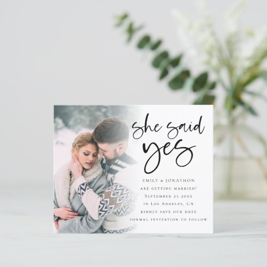 Begroting Ze zei ja QR-code foto opslaan Datum (Staand voorkant)