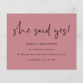 Begroting Ze zei ja roze Verloving aankondiging