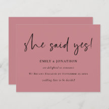 Begroting Ze zei ja roze Verloving aankondiging