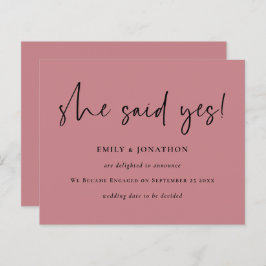 Begroting Ze zei ja roze Verloving aankondiging