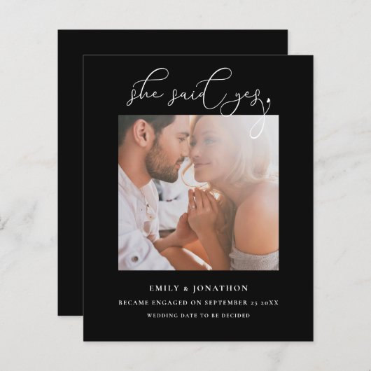 Begroting Ze zei ja Script Photo Black Verloving (Voorkant / Achterkant)