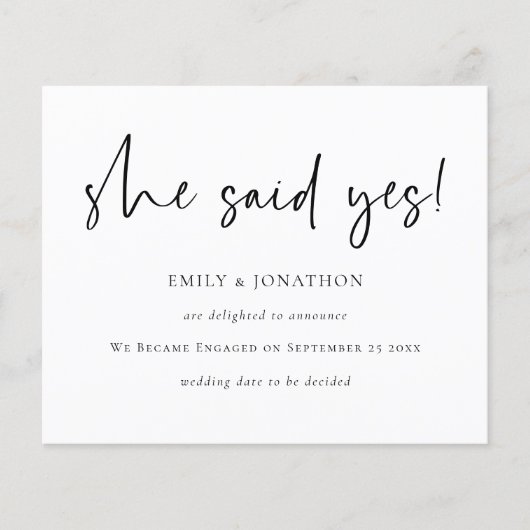 Begroting Ze zei ja Verloving aankondiging (Voorkant)