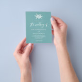 Begroting Zee Glass Blue Starfish Moderne bruiloft Flyer (Hand)