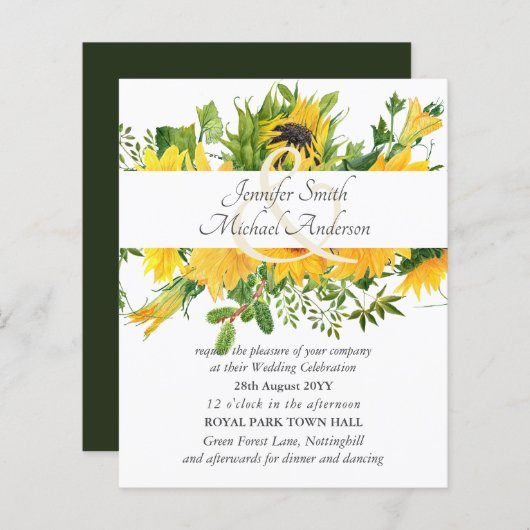 Begroting zonbloemen Moderne bruiloft Ampersand (Voorkant / Achterkant)