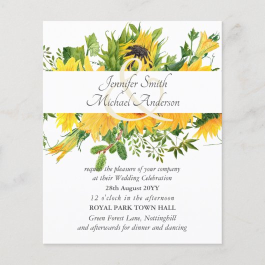 Begroting zonbloemen Moderne bruiloft Ampersand (Voorkant)