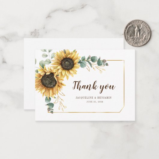 Begroting Zonnebloem Eucalyptus Weduwen Dank u Notitiekaartje (Voorkant / Achterkant in situ)
