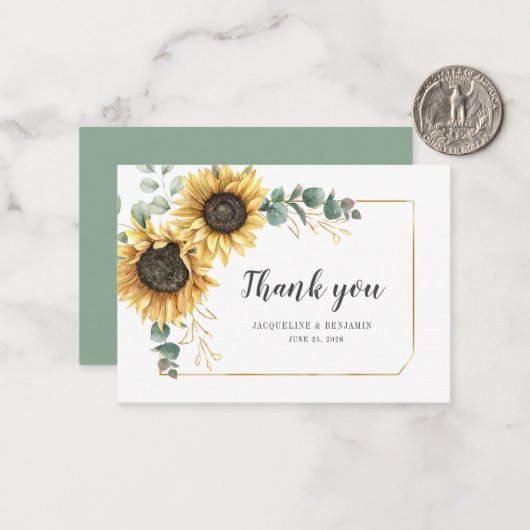 Begroting Zonnebloem Eucalyptus Weduwen Dank u Notitiekaartje (Voorkant / Achterkant in situ)