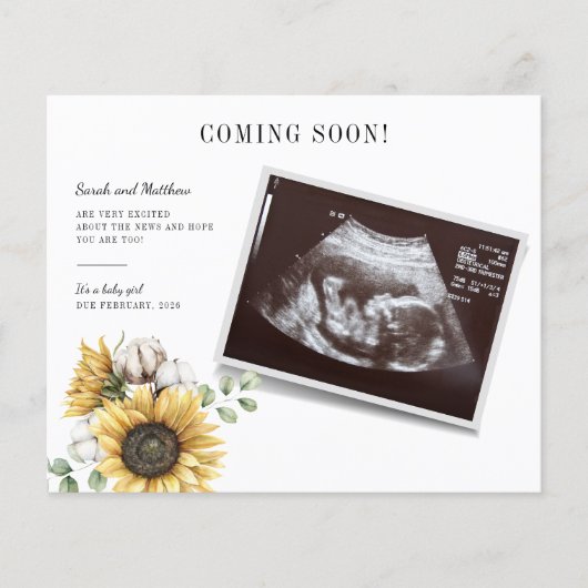 Begroting Zonnebloem Eucalyptus Zwangerschap Baby (Voorkant)