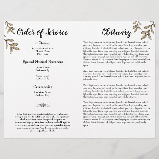 Begroting zonnebloem Simple Photo Funeral Program (Achterkant)